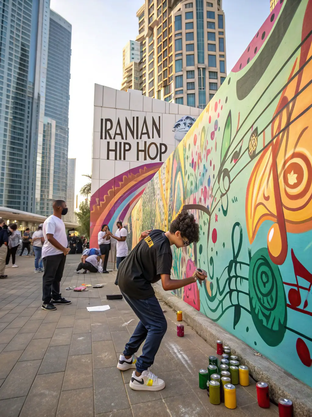 An artistic representation of a creative initiative, such as a mural or installation inspired by music, highlighting the innovative and collaborative nature of the project.